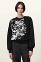 AllSaints hanorac de bumbac KIARA CYGNET print negru W156JC