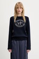 Bavlněný svetr Sporty & Rich Riding Club Knitted nášivka námořnická modř WS065612244BL106
