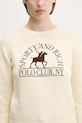 Sporty & Rich pulover de bumbac Polo Club Knitted bej WS065612252CR01