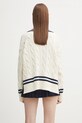 Odzież Sporty & Rich sweter bawełniany Src Cableknit V-Neck WS011602302WH38 beżowy