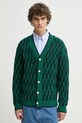 Вовняний кардиган Drôle de Monsieur Le Cardigan Torsades Bicolore вовна зелений F.CA150.WO018.DGN