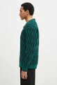 Вълнена жилетка Drôle de Monsieur Le Cardigan Torsades Bicolore F.CA150.WO018.DGN зелен SS25