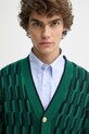 Drôle de Monsieur kardigan wełniany Le Cardigan Torsades Bicolore zielony F.CA150.WO018.DGN