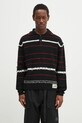 Вовняний светр Andersson Bell B&W Stripe Polo вовна чорний atb1245m