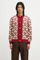 Drôle de Monsieur cardigan din lână Le Cardigan Tapisserie cu modele burgundia G.CA134.WO021.RD