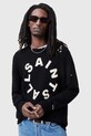 Pamučni pulover AllSaints DIAGEO bez uzorka crna M025KC