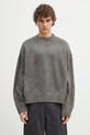 MKI MIYUKI ZOKU pulover din amestec de lana Mohair Blend Knit Crew grosime medie gri MOHAIR.BLEND.KNIT.CR.BR