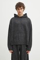 MKI MIYUKI ZOKU pulover din amestec de lana Mohair Blend Knit Hoody grosime medie gri MOHAIR.BLEND.KNIT.HO.BL