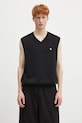 Carhartt WIP sweter bawełniany Madison Vest Sweater gładkie czarny I033036.0D2XX
