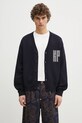 Kenzo kardigan wełniany Kamon wełna granatowy FF55CA7283BA.79