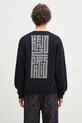 Odzież Kenzo kardigan wełniany Kamon FF55CA7283BA.79 granatowy