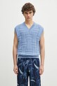 Kenzo kamizelka bawełniana Weave bawełna niebieski FF55PU7073CB.64