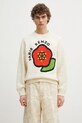 Kenzo sweter wełniany Pop okrągły beżowy FF55PU7223LA.02