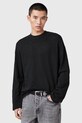 AllSaints longsleeve din bumbac FOSTER uni negru M026JC