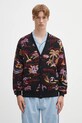 Pamučni kardigan Wacko Maria jacquard krivi crna 25SS.WMK.KN20