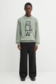 Maison Kitsuné sweter Dressed Fox Intarsia OM00802KT1030 zielony