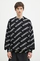 VETEMENTS pulover de lana Monogram rotund negru UA66KN150B