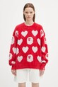 A Bathing Ape sweter z domieszką wełny I love bape monogram okrągły czerwony 1K80220006