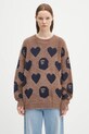 A Bathing Ape sweter z domieszką wełny I love bape monogram okrągły brązowy 1K80220006