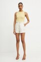 Patrizia Pepe vászonkeverék rövidnadrág 2P1660.A052 bézs SS25