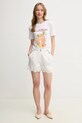 Pepe Jeans pantaloni scurți din bumbac DOUCE PL801158 alb SS25