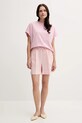 Лляні шорти United Colors of Benetton 4AGHD901T рожевий SS25