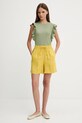 Lněné kraťasy United Colors of Benetton 4AGHD901T žlutá SS25