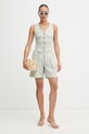 United Colors of Benetton kratke hlače za žene od lana zelena 4AGHD901V