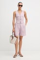United Colors of Benetton šortky dámské lněné 4AGHD901V růžová SS26
