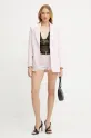 Elisabetta Franchi pantaloni scurți din lână SH00352E2 roz SS25
