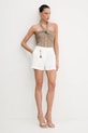 Elisabetta Franchi szorty lniane SH01252E2 biały SS25