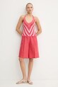Шорти з домішкою льону United Colors of Benetton 45BVD9026 рожевий SS25