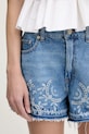 Дънков къс панталон GANNI Broderie Anglaise Denim син J1678