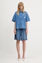 Дънков къс панталон GANNI Light Denim J1702 тъмносин