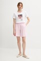 Σορτς από λινό Sisley 4AGHL901K ροζ SS25