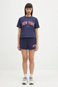 Хлопковые шорты Sporty & Rich New York Ivy Disco Short SH037606304BL106 тёмно-синий