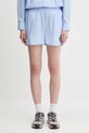 Sporty & Rich pantaloni scurți din bumbac H&W Crest Poplin bumbac albastru SH012612302BL59