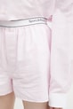 Памучен къс панталон Sporty & Rich Serif Logo Oxford розов SH015620300ST64