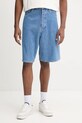 Drôle de Monsieur pantaloni scurți din denim Le Short Baggy Rayures bumbac albastru G.BS147.CO179.LBE
