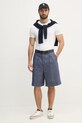 Σορτς από λινό Tommy Hilfiger SQTHL7544.SQTH503 σκούρο μπλε SS25