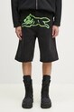 ICECREAM szorty jeansowe bawełniane Running Dog Denim Shorts nadruk czarny ICD25103