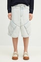 Τζιν σορτς Marcelo Burlon Bleach Dnm Wide Cargo Shorts Light Blue απλό μπλε CMYC003S25DEN0014000