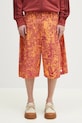 Marcelo Burlon pantaloni scurti din bumbac Aop Mech Pajama Shorts Orange Burgundy bumbac portocaliu CMCB00AS25FAB0012028