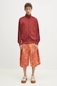 Marcelo Burlon pantaloni scurti din bumbac Aop Mech Pajama Shorts Orange Burgundy CMCB00AS25FAB0012028 portocaliu