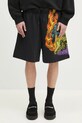 Marcelo Burlon pantaloni scurti din bumbac County Flame Comfy Sweatshort Black Red bumbac negru CMCI012S25FLE0031025