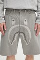 Pamučne kratke hlače A Bathing Ape Shark garment dye siva 1L30151001
