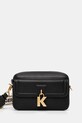 Karl Lagerfeld poseta de piele uni negru A1W30406