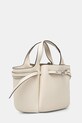 Δερμάτινη τσάντα Tory Burch Romy Pebbled Satchel 164866.921 μπεζ SS25