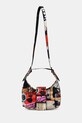 Desigual geanta de bumbac COLLAGE LACROIX nu incape in A4 negru 25SAXA16