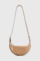 AllSaints torebka zamszowa HALFMOON nie mieści A4 beżowy W099XC